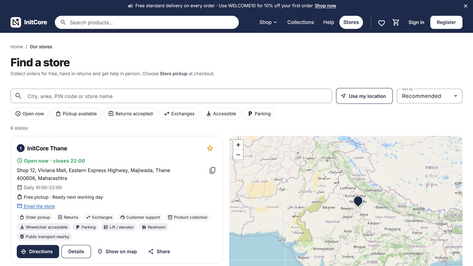 Store locator with map