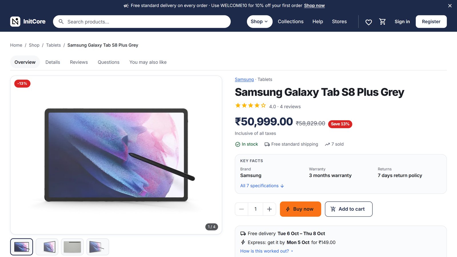 InitCore Commerce screen