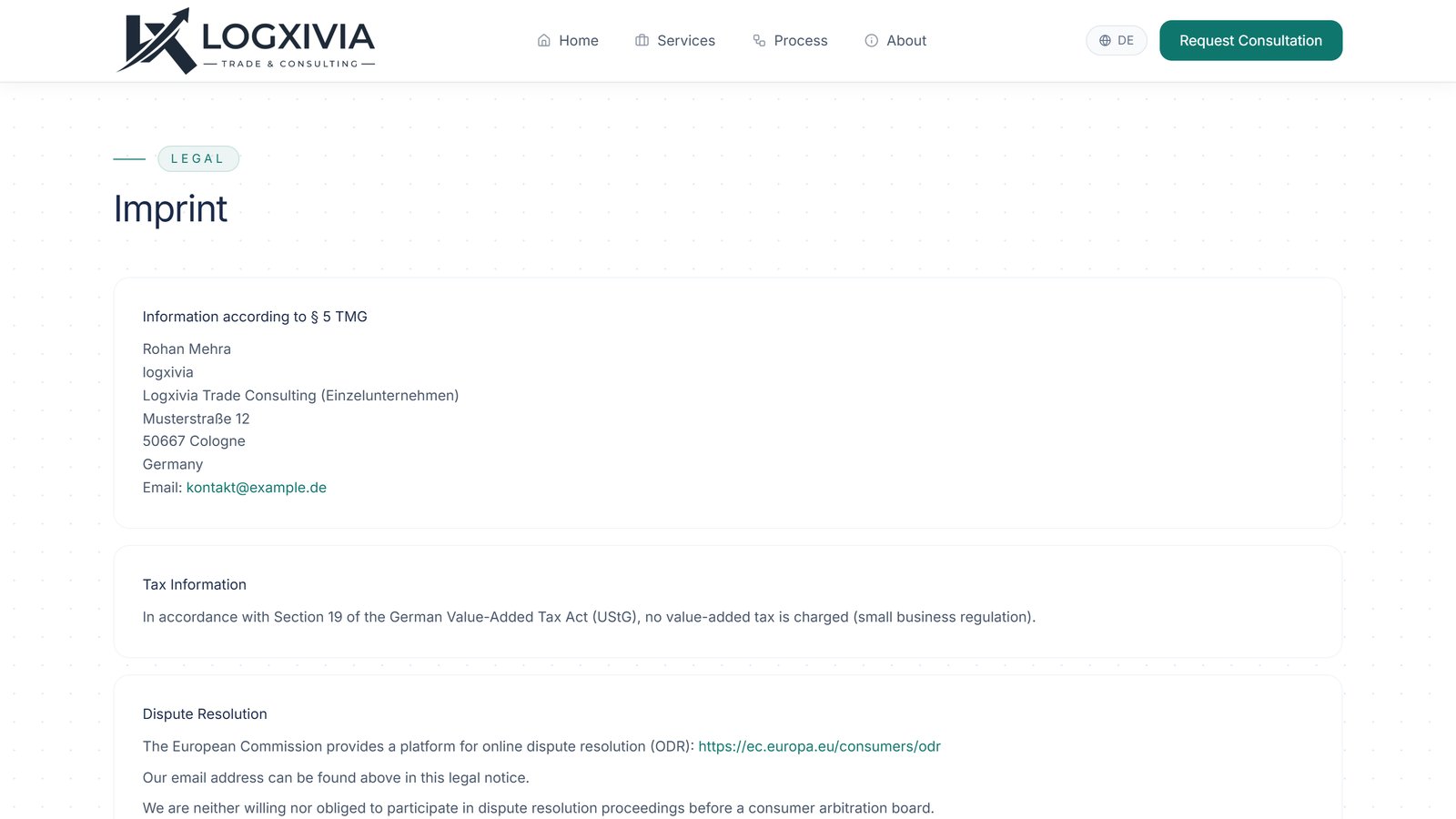 Imprint page