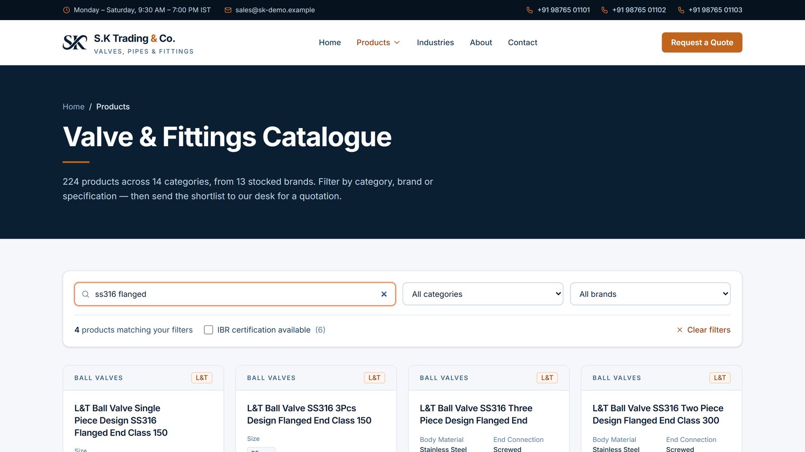 Catalogue search for "ss316 flanged"