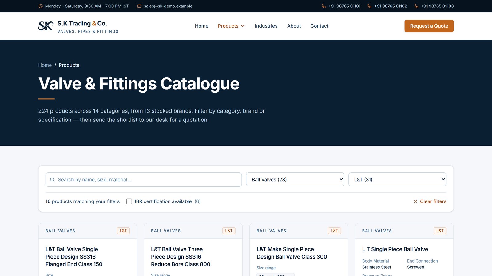 Catalogue filtered to L&T ball valves