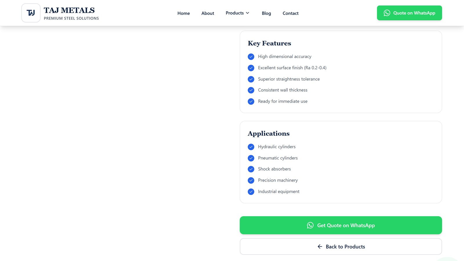 Key features, applications and Get Quote on WhatsApp