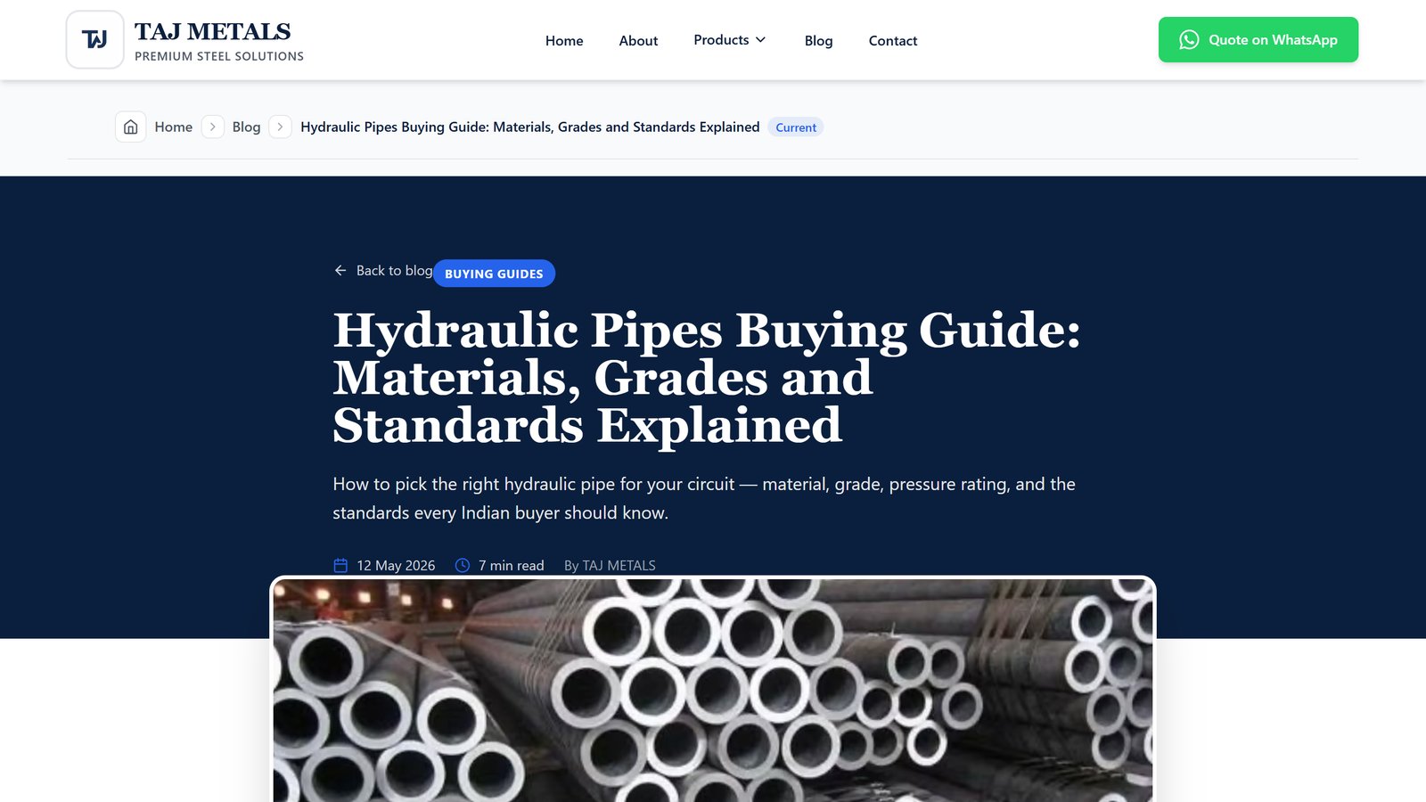 Hydraulic pipes buying guide